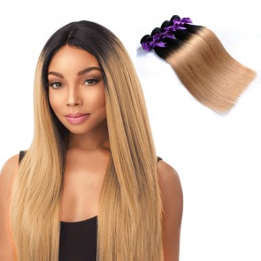 Human Hair Extensions 8A grade Brazilian Hair 1B 27 two Tone Ombre Straight Hair weave Products bundles 3 4pcslot