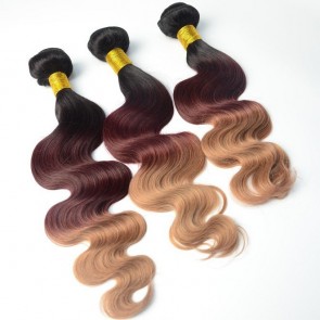 Best ombre weave 8A grade Brazilian Hair #1b 33 27 three Tone body wave Human Hair weave Products bundles 3 4pcs/lot for sale at humanbraidinghair.com