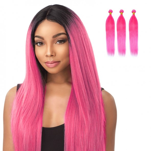 Best Remy Weave 8A grade Brazilian Hair Pink Colored Straight Hair weave Products bundles 3 4pcs/lot for sale at humanbraidinghair.com