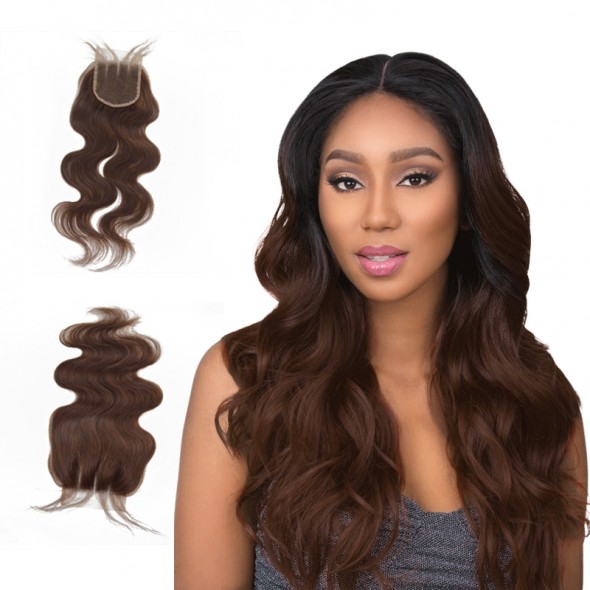 3 Part Lace Closure Brazilian Hair Color 4 Light Brown Body Wave Human Hair Lace Closure Products for sale at humanbraidinghair.com
