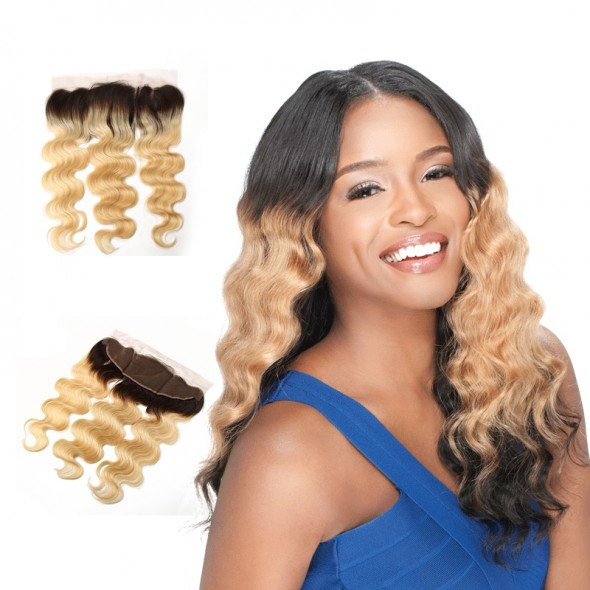 Closure Hair Ombre Brazilian Hair 1B 613 two Tone Colored body wave Human Hair Lace Closure Products for sale at humanbraidinghair.com