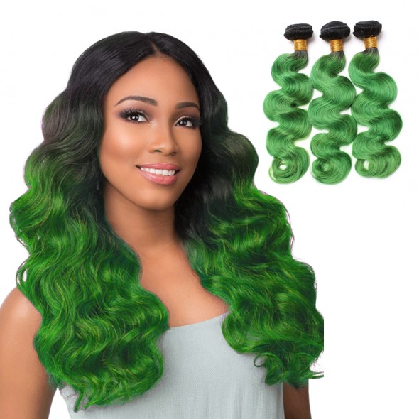 Best Ombre bundles 8A grade Brazilian Hair Black root Green two Tone Ombre Body Wave Human Hair weave Products bundles 3 4pcs/lot for sale at humanbraidinghair.com