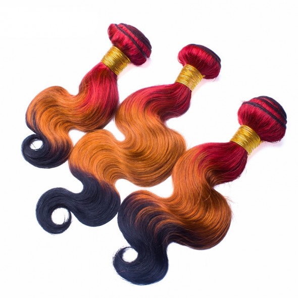 Best weave hair 8A grade Brazilian Hair Red Blonde Blue three Tone body wave Human Hair weave Products bundles 3 4pcs/lot for sale at humanbraidinghair.com