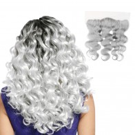 Best Lace Closures Brazilian Hair Silver Grey Color Wide Body Wave Human Hair Lace Closure Products