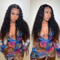 Hd Lace Closure Wigs 7x7 Deep Curly Wave Preplucked 180% Thick Human Hair Hairline Bleached Knots