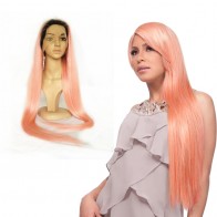 Human Hair Lace Front Wigs 1B Pink Colored Ombre Straight Human Remy virgin Hair 11A grade Brazilian Hair Wig