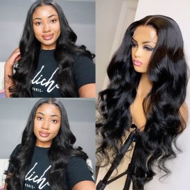 Hd Lace Closure Wigs Wavy 6X6 Body Wave Thick Human Hair Lace Wigs Preplucked Hairline Bleached Knots
