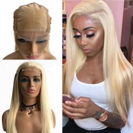 Transparent Lace Wig Best Selling 4X4 Straight Lace Closure Wig 613 Blonde Color 100% Human Virgin Hair Wigs