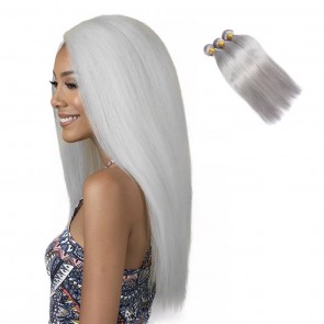 Remy Hair Extensions Uk 8A grade Brazilian Hair Grey Colored Straight Hair weave Products bundles 3 4pcs/lot for sale at humanbraidinghair.com