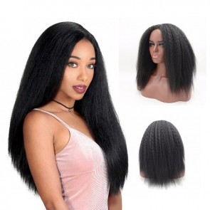 Real Human Hair Wigs Natural Black Colored Kinky Straight Human Virgin Hair 8A grade Brazilian Hair Wig for sale at humanbraidinghair.com
