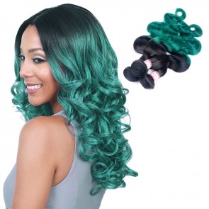 Best ombre weave hair 8A grade Brazilian Hair 1B Teal Green two Tone Ombre Body Wave Human Hair weave Products bundles 3 4pcs/lot for sale at humanbraidinghair.com