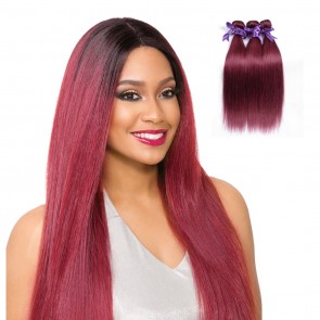 Buy Remy Extensions 8A grade Brazilian Hair Wine Red 99J Colored Straight Hair weave Products bundles 3 4pcs/lot for sale at humanbraidinghair.com