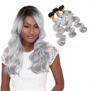 Best remy hair weave 8A grade Brazilian Hair 1B grey/silver two Tone body wave Human Hair weave Products bundles 3 4pcs/lot for sale at humanbraidinghair.com