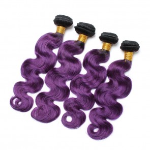 remy human hair 8A grade Brazilian Hair 1B purple two Tone body wave Human Hair weave Products bundles 3 4pcs/lot