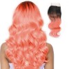 Lace Closure Ombre Brazilian Hair 1B Pink two Tone Colored body wave Human Hair Closure Products