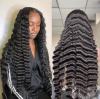 Lace Front Wigs 13X4 Deep Wave Thick Human Virgin Hair 180% Preblucked Hairline Bleached Knots