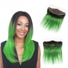Silk Frontal Closure Ombre Brazilian Hair 1B Light Green Two Tone Colored Straight Human Hair Lace Closure Products