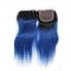Closure Piece Ombre Brazilian Hair 1B Blue two Tone Colored Straight Human Hair Lace Closure Products for sale at humanbraidinghair.com