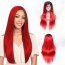 Front Lace Wigs 1B Red Colored Ombre Straight Human Remy Hair 8A grade Brazilian Hair Wig for sale at humanbraidinghair.com