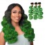 Best Ombre bundles 8A grade Brazilian Hair Black root Green two Tone Ombre Body Wave Human Hair weave Products bundles 3 4pcs/lot for sale at humanbraidinghair.com